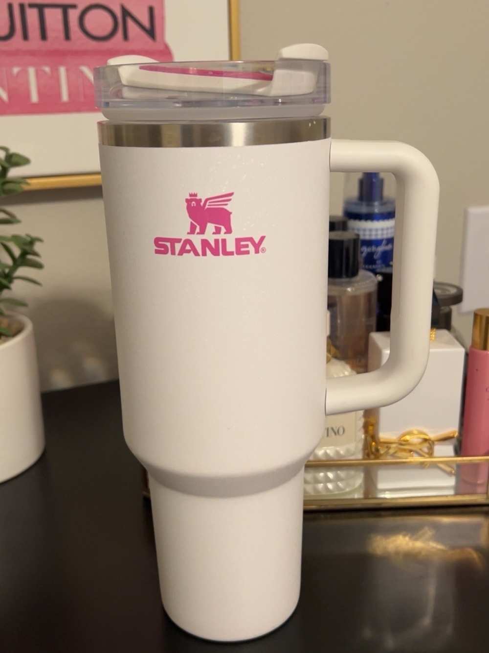 New Stanley 40 oz, “Crystal Crush” Stanley with Pink Logo